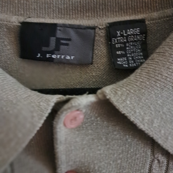 Vintage J Ferrar Lightweight Sagegreen Collared Sweater XL - Picture 6 of 7